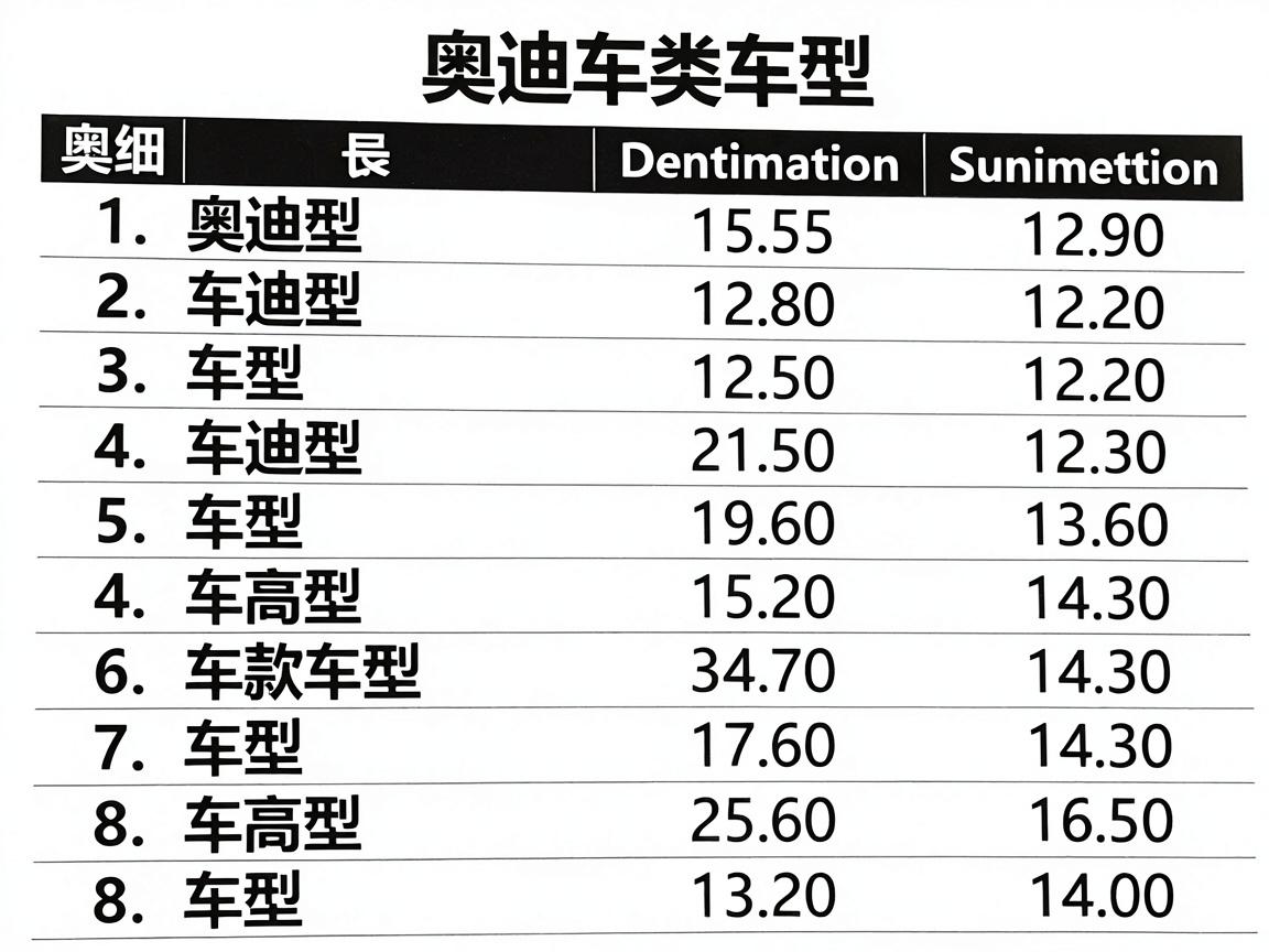 奥迪车型价格明细表，奥迪各类车型价格表