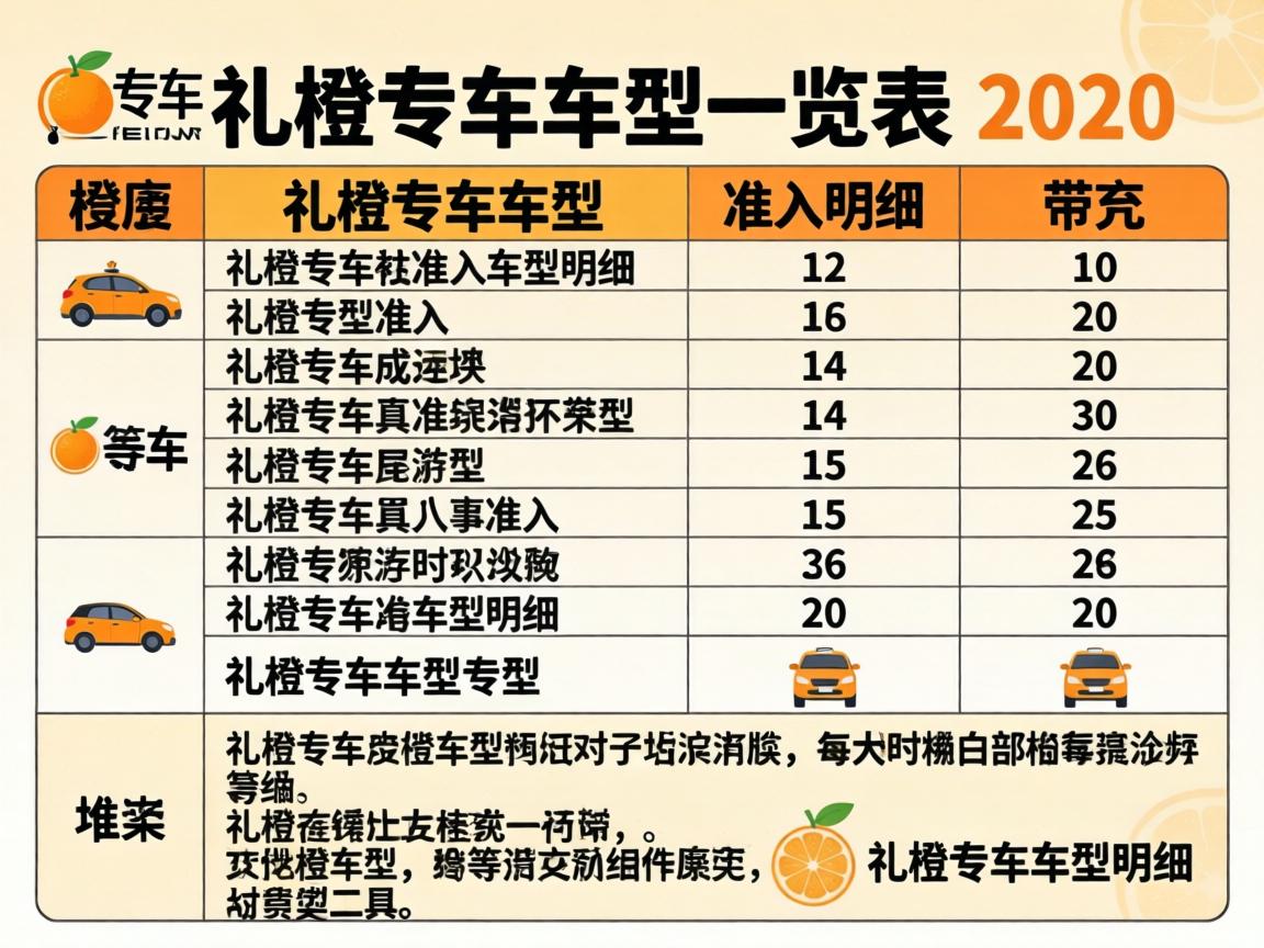 礼橙专车准入车型明细，礼橙专车车型一览表2020