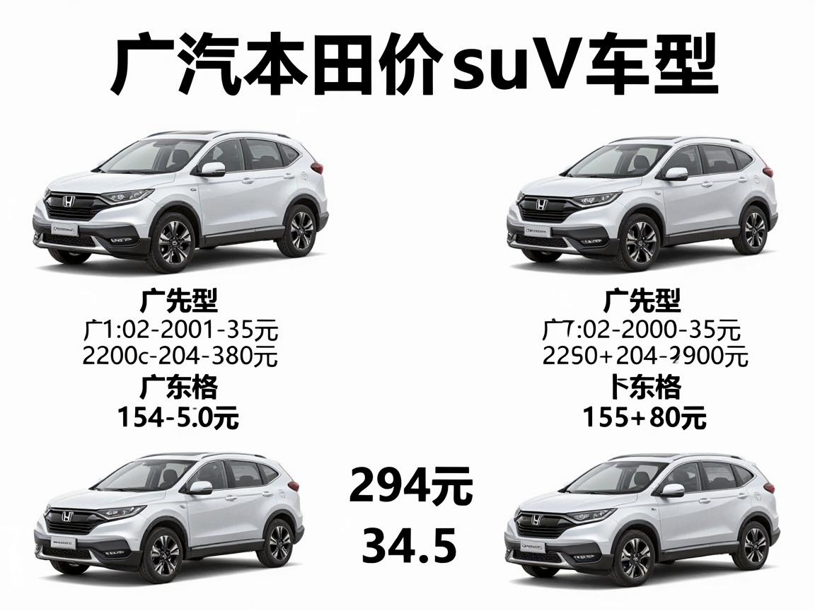 广汽本田价格suv车型，广汽本田suv全部车型及价格