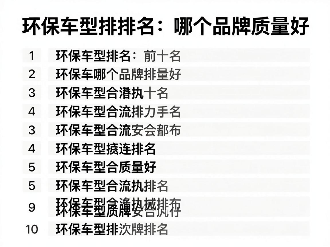 环保车型排名前十名，环保车哪个品牌质量好